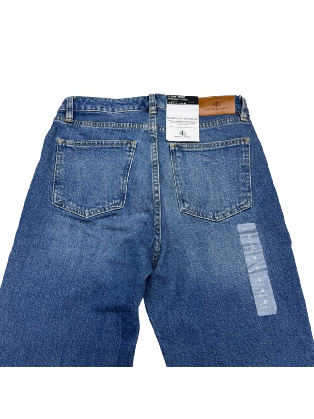 NWT $115 Laruen Ralph Lauren Women's High Rise Straight Ankle Blue Jeans, 8/29 - Picture 5 of 11